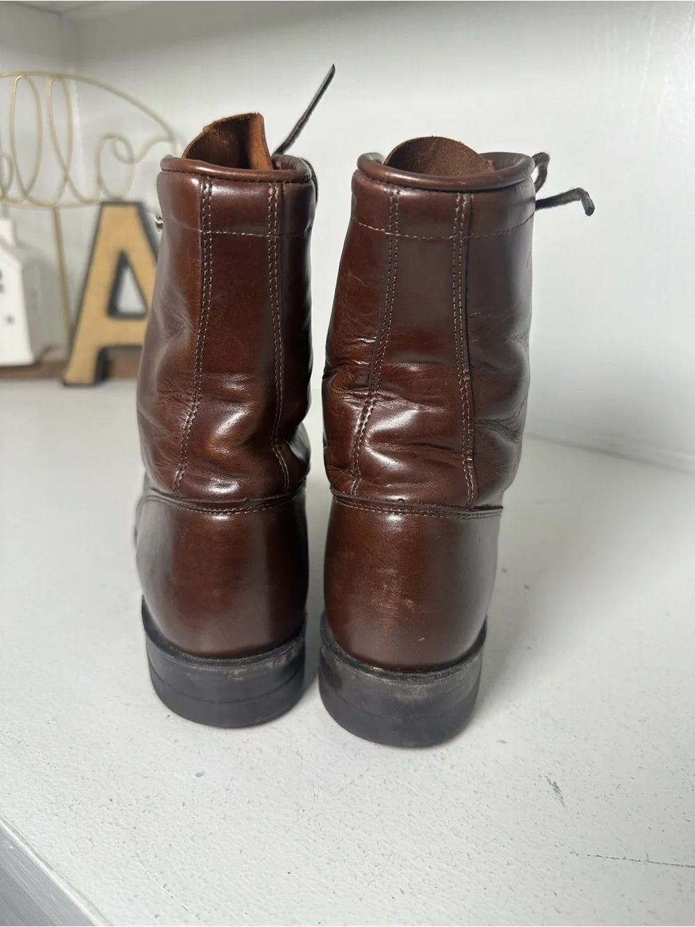 Vintage Justin Lace Up Kiltie Boots Women's 6B Made in USA Brown Leather Roper - Picture 5 of 8